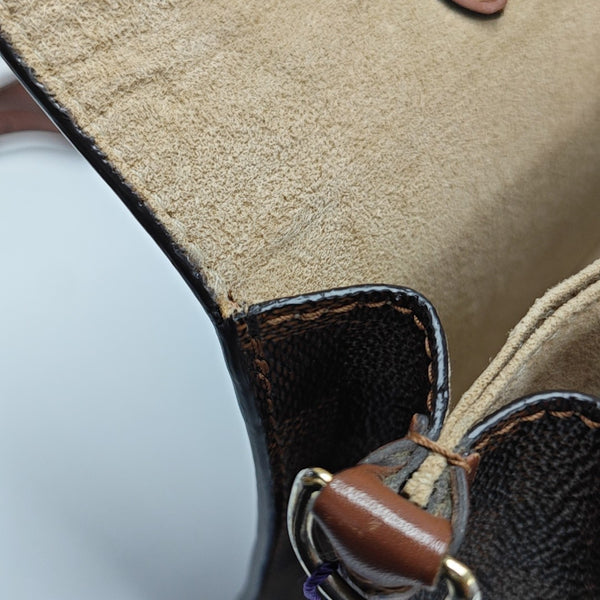 BEAUMARCHAIS Damier Ebene Coated Canvas Brown