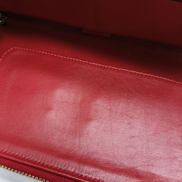 Quilted Patent Leather Wallet Red