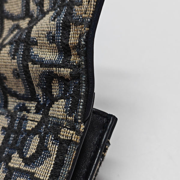 Authenticated pre-owned Saddle Monogram Fabric Blue Card Holder - Card Holder at Looply