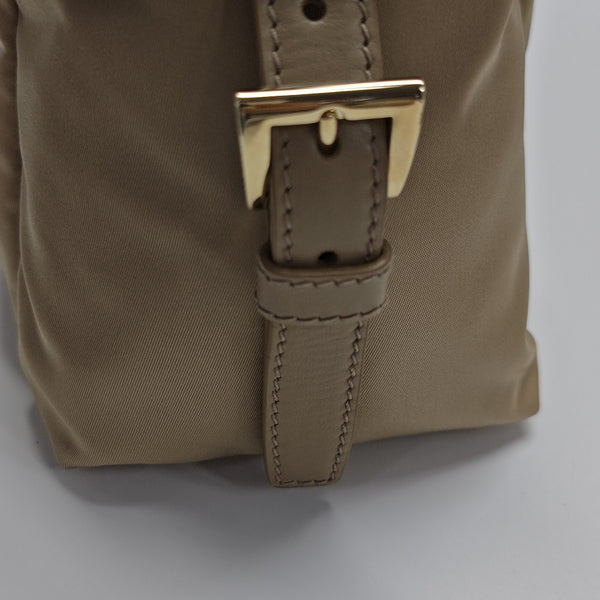 Nylon Top Handle Bag Brown