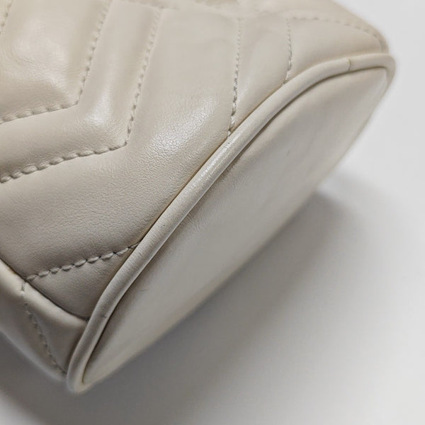 GG Marmont Mini Quilted Calfskin White