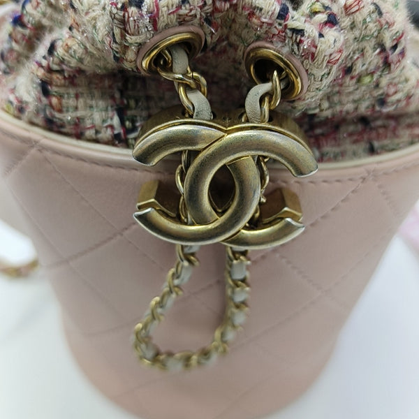 Quilted Calfskin Bucket Bag Pink