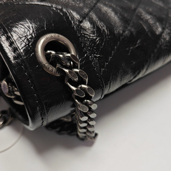 NIKI Large Chevron Calfskin Black