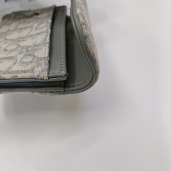 Saddle Mini Oblique Fabric Gray Wallet
