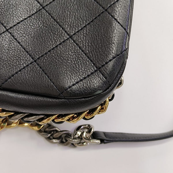 Quilted Calfskin Shoulder Bag Black