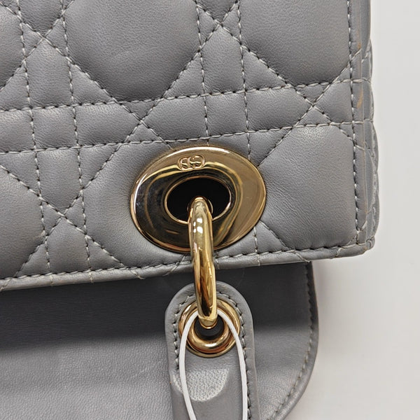 Lady Dior Small Cannage Lambskin Gray