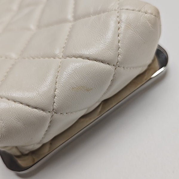Quilted Lambskin Shoulder Bag White