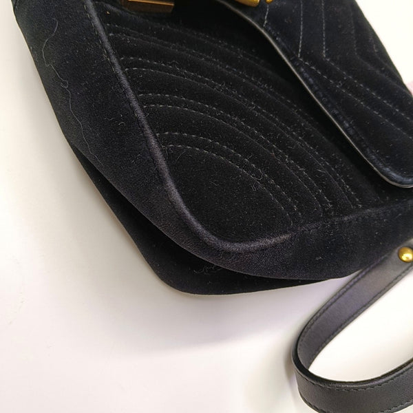 GG Marmont Medium Quilted Velvet Black