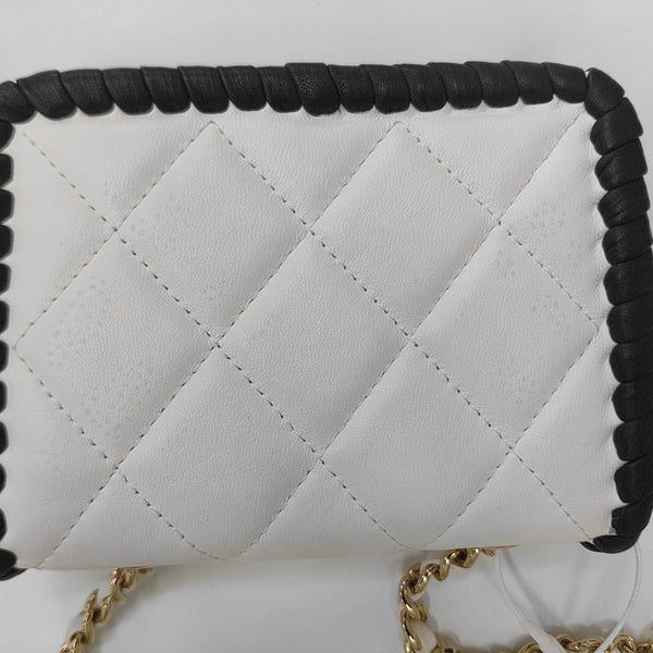 Quilted Lambskin Shoulder Bag White