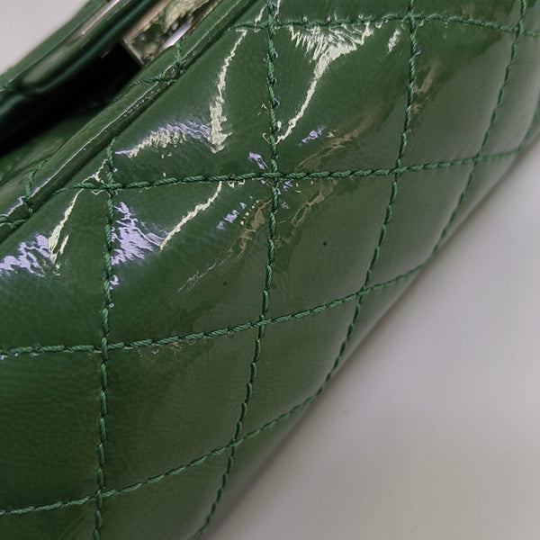 2.55 225 (small) Quilted Patent Leather Green