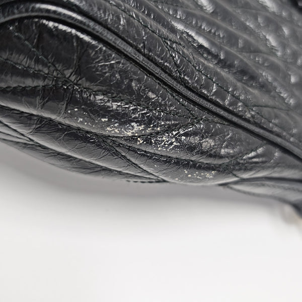 Quilted Lambskin Top Handle Bag Black