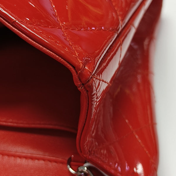 Quilted Patent Calfskin Shoulder Bag Red