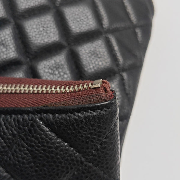 Quilted Grained Calfskin Clutch Black