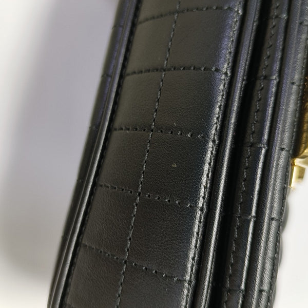 C Small Quilted Calfskin Black