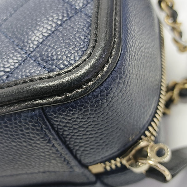 FILIGREE Small Quilted Grained Calfskin Blue