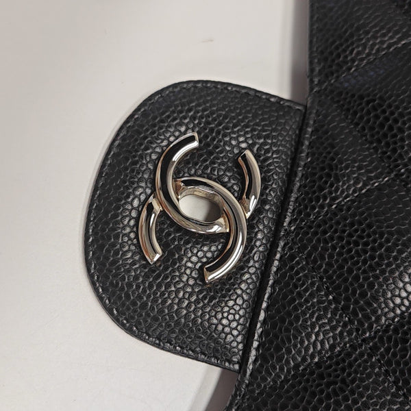 Quilted Grained Calfskin Shoulder Bag Large Black