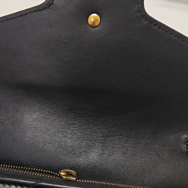 GG Marmont Mini Chevron Calfskin Black