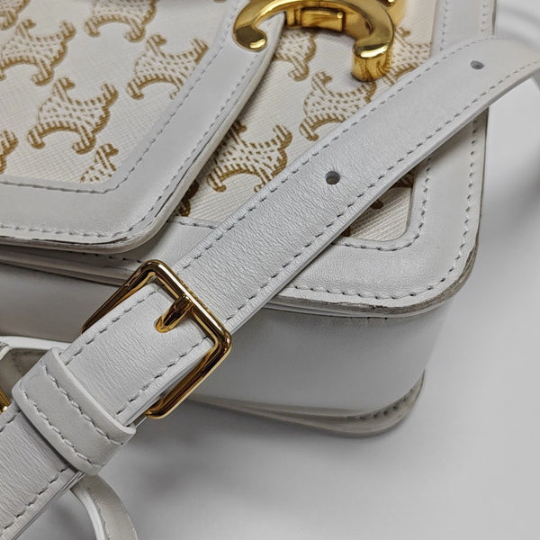 TRIOMPHE Small Coated Canvas White