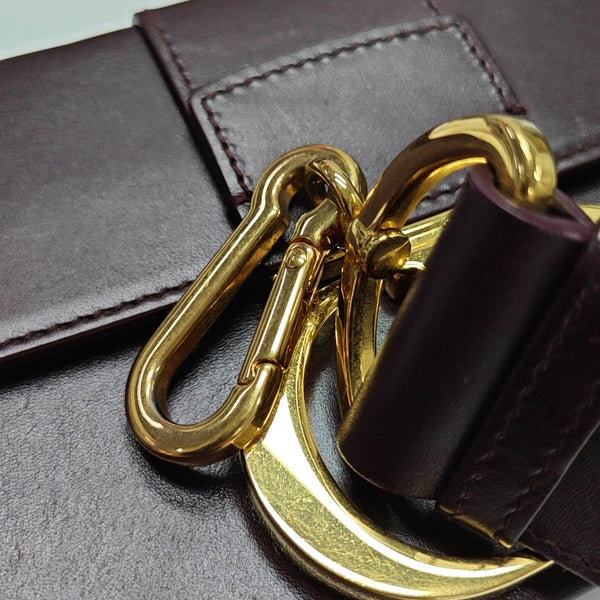 Authenticated pre-owned 30 Montaigne Oblique Calfskin Burgundy - Shoulder Bag at Looply