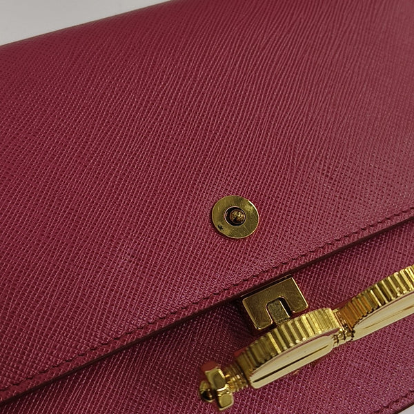 Saffiano Calfskin Shoulder Bag Mini Red