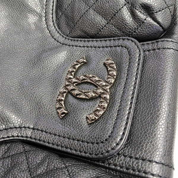Quilted Grained Calfskin Top Handle Bag Gray