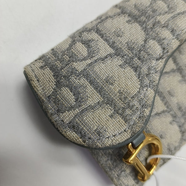 Saddle Mini Oblique Fabric Gray Card Holder