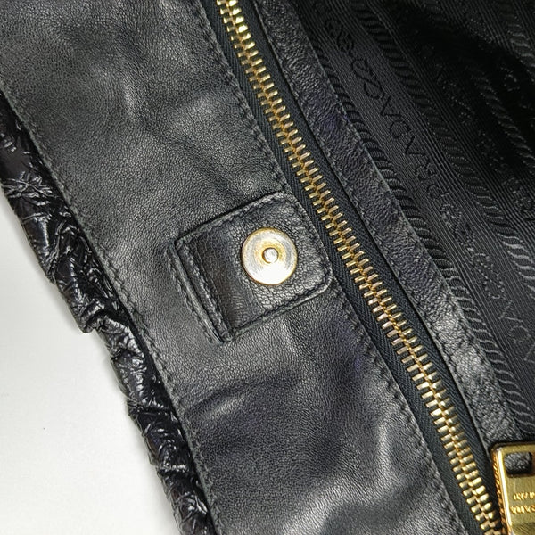Quilted Patent Leather Shoulder Bag Black