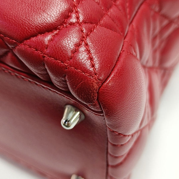 Authenticated pre-owned Lady Dior Medium Cannage Lambskin Red - Tote Bag at Looply
