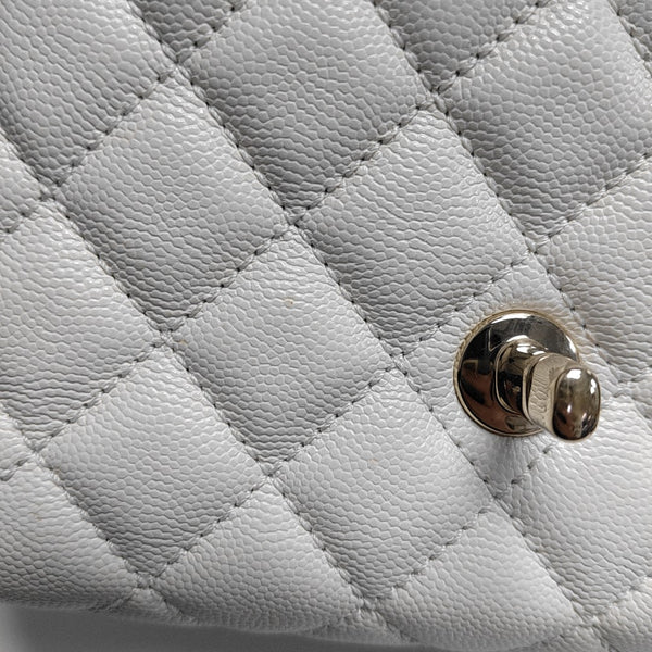 COCO HANDLE Mini Quilted Grained Calfskin White