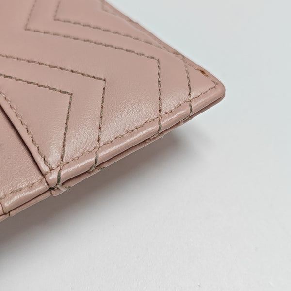 GG Marmont Mini Quilted Calfskin Pink Card Holder