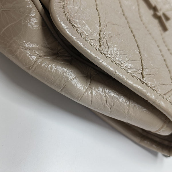 NIKI Small Chevron Calfskin Beige