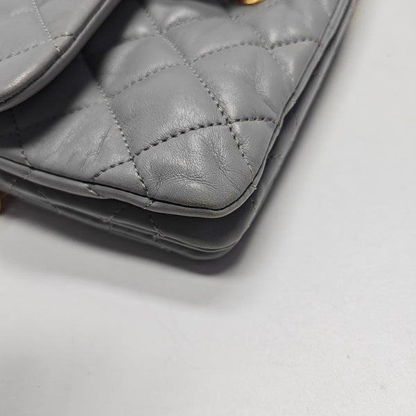 CLASSIC FLAP Mini Quilted Lambskin Gray