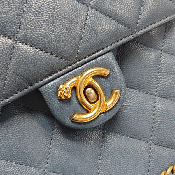 Quilted Grained Calfskin Backpack Blue