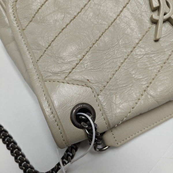 NIKI Small Chevron Calfskin White