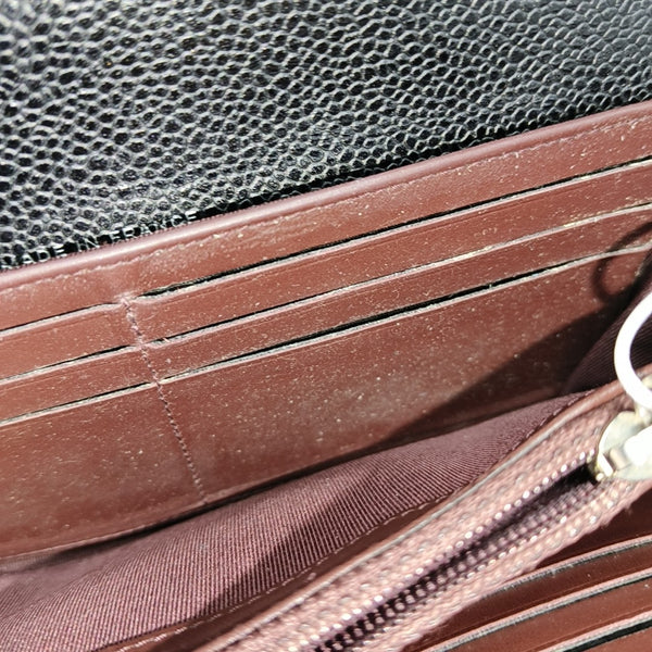 CLASSIC FLAP Mini Quilted Grained Calfskin Black Wallet