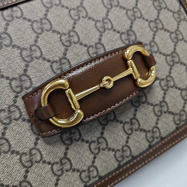 Horsebit 1955 Medium Monogram Coated Canvas Beige
