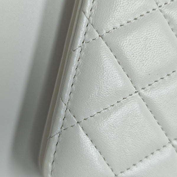 Quilted Lambskin Shoulder Bag White