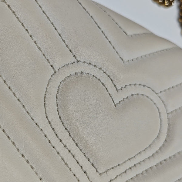 GG Marmont Mini Quilted Calfskin White