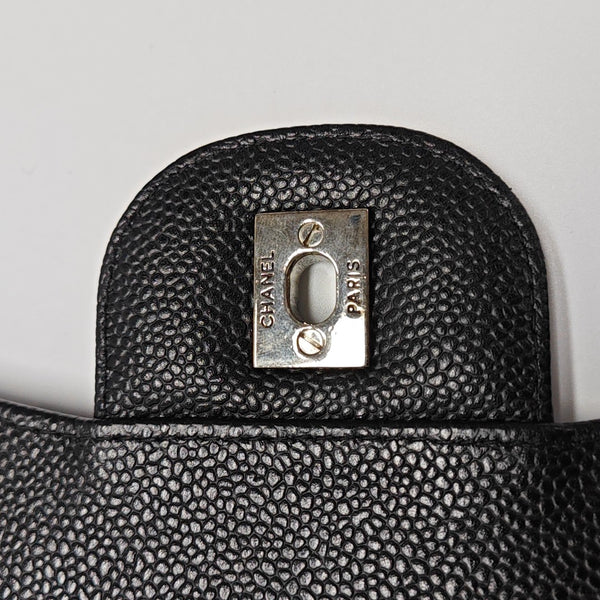 Quilted Grained Calfskin Shoulder Bag Large Black