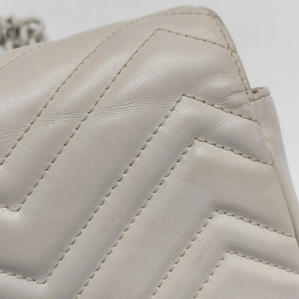GG Marmont Mini Quilted Calfskin White