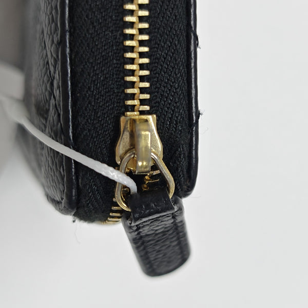 Quilted Grained Calfskin Card Holder Black