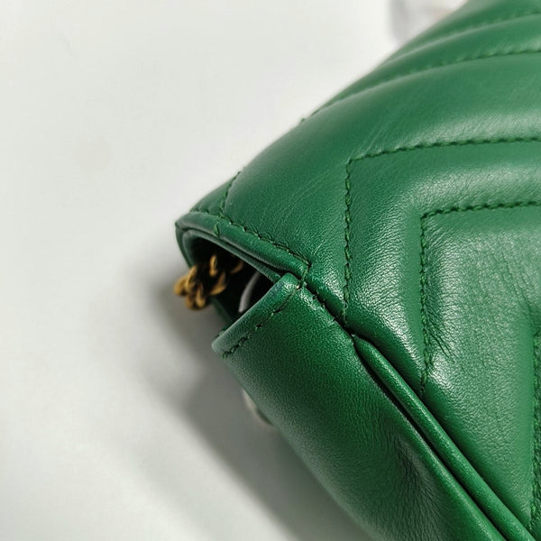 Authenticated pre-owned GG Marmont Mini Quilted Calfskin Green - Shoulder Bag at Looply