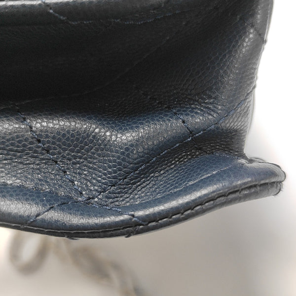 Quilted Grained Calfskin Shoulder Bag Medium Blue