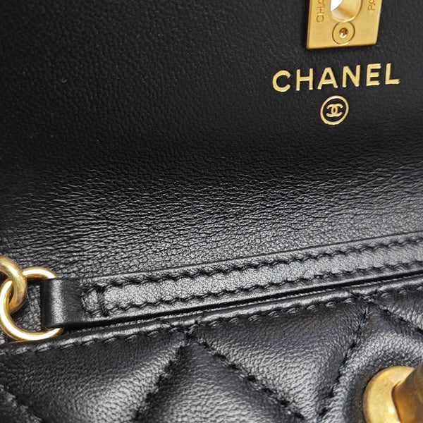 Quilted Lambskin Shoulder Bag Black