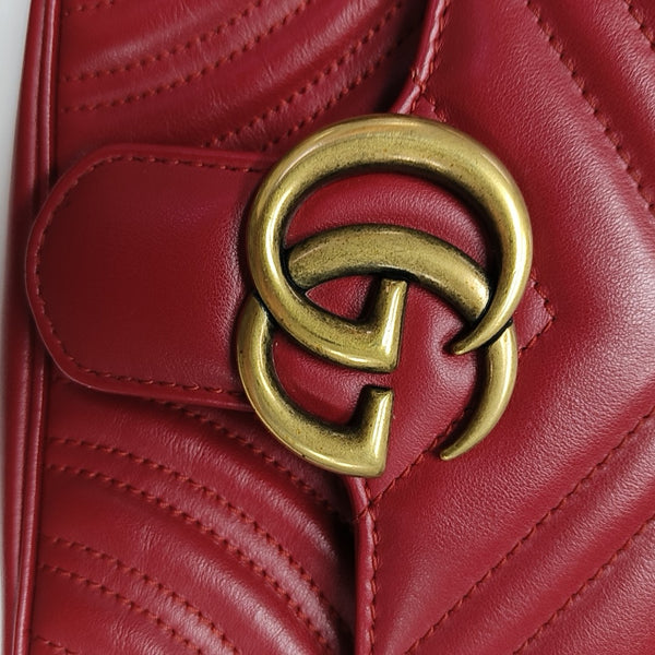 GG Marmont Small Quilted Calfskin Red