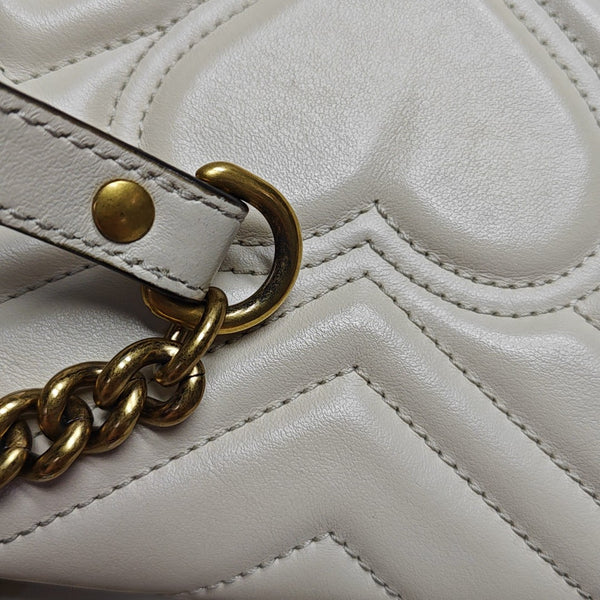 GG Marmont Small Quilted Calfskin White