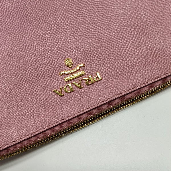 Saffiano Calfskin Clutch Pink