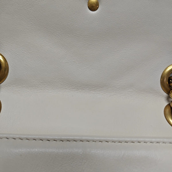 GG Marmont Small Quilted Calfskin White