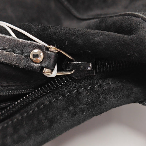 Suede Top Handle Bag Black