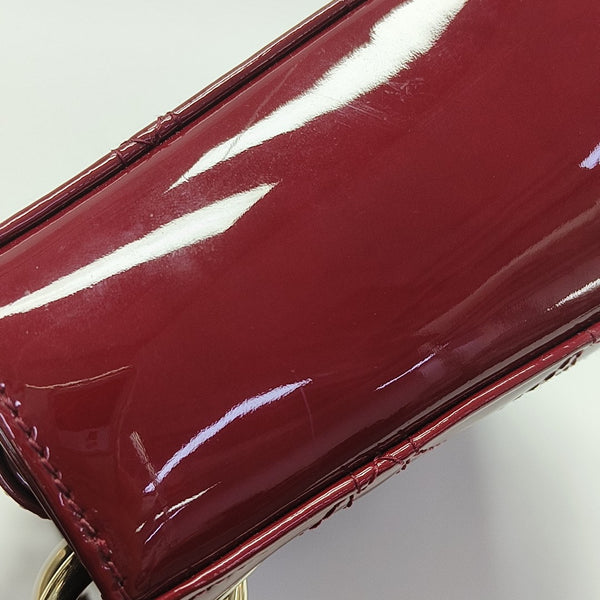 Lady Dior Mini Cannage Patent Calfskin Red